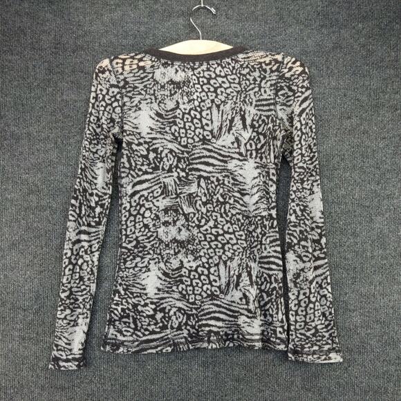 Energie Womens V Neck Top White Black Colorful Pattern Size Small - Picture 3 of 11